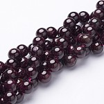 Edelstein Perlen Stränge, roten Granat, Klasse B, Runde, dunkelrot, ca. 9 mm Durchmesser, Bohrung: 0.8 mm, ca. 46 Stk. / Strang, 16 Zoll