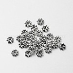 Tibetan Style Alloy Daisy Spacer Beads, Antique Silver, 6x1.8mm, Hole: 1mm
