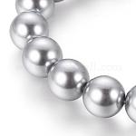 Imitation Glass Pearl Beads, Pearlized, Round, Light Grey, 12mm, Hole: 0.7mm