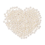 Abalorios de acrílico de la perla de imitación, teñido, redondo, blanco cremoso, 8x7.5mm, agujero: 2 mm, aproximamente 1900 unidades / libra
