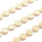 Handgefertigte Perlenketten aus Messing, Gliederkette, langlebig plattiert, gelötet, mit Spule, Flachrund, golden, Link: 10x8x0.5 mm, ca. 3.28 Fuß (1m)/Rolle