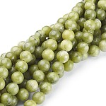 Cuentas naturales de jade de Taiwán, redondo, verde oliva, aproximamente 8 mm de diámetro, agujero: aproximamente 1 mm, 15 pulgada ~ 16 pulgadas