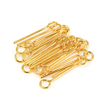 304 Stainless Steel Eye Pins, Golden, 15mm, Hole: 2mm, Pin: 0.6mm