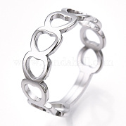304 anneau réglable en forme de cœur évidé en acier inoxydable pour femme RJEW-T027-11P