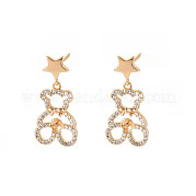 Brass Micro Pave Clear Cubic Zirconia Stud Earring Findings KK-S356-620G-NF