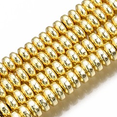 Chapelets de perles en hématite synthétique sans magnétique, rondelle, plaqué or, 4x2mm, Trou: 1mm, Environ 180 pcs/chapelet, 15.7 pouce