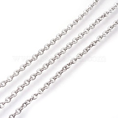 Cadenas de cable de acero inoxidable 304 resistentes al deslustre, soldada, con carrete, Plano Oval, color acero inoxidable, 3x2x0.4mm, aproximadamente 164.04 pie / rollo (50 m / rollo)