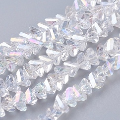 FilI di perline in vetro placcato, ab colore placcato, sfaccettato, triangolo, chiaro ab, 4.5x5x6mm, Foro: 1 mm, circa 88~90pcs/filo, 28~30cm