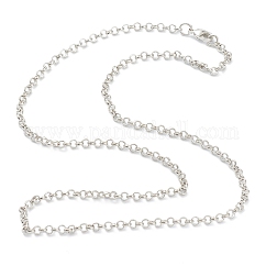 Collier en laiton rolo, avec fermoir pince de homard, platine, 17.72 pouce (45 cm)