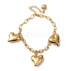 Bracelets à breloques en forme de cœur en acier inoxydable 304&nbsp;BJEW-G758-02G