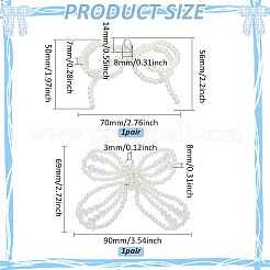 2 par de 2 estilos de adornos de cordones de zapatos de imitación de perlas ABS con lazo&nbsp;DIY-FG0006-57