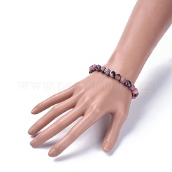 Bracelets extensibles en perles de rhodonite naturelles&nbsp;BJEW-JB04174-03