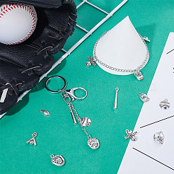96 pz 8 stili tema baseball ciondoli in lega di zinco in stile tibetano&nbsp;TIBEP-UN0001-27
