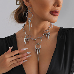 Punk-Halsketten mit Kegelanhänger aus Legierung und Stacheln für Damen&nbsp;WG6CA62-01
