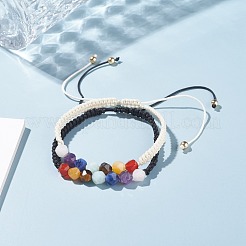 Chakra-Armbandset aus geflochtenen Perlen aus Nylonschnur&nbsp;BJEW-JB07251