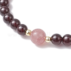 Runde Stretch-Armbänder aus natürlichem AAA-Granat und Erdbeerquarzperlen für Damen&nbsp;BJEW-JB11825-02