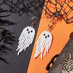 Halloween gewebte Miyuki-Saatperlen-Perlen-Geister-Creolen&nbsp;EJEW-JE05854-01