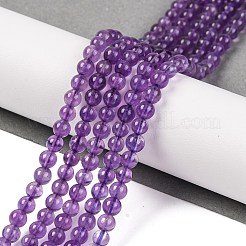 Natürlichen Amethyst runde Perle Stränge&nbsp;G-M212-4mm-01B