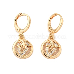 Orecchini a cerchio da donna in ottone con micro pavé di zirconi chiari&nbsp;EJEW-G428-24G-03