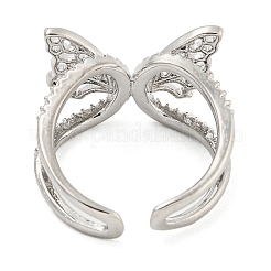 Bague ouverte en acier inoxydable 304 avec zircone cubique pour femme&nbsp;LS-RJEW-S406-05P-01