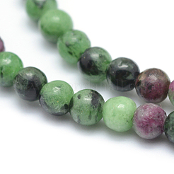 Rubino naturale in fili di perline tonde di zoisite&nbsp;G-P331-02-4mm