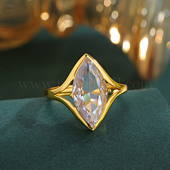 Verstellbare Fingerringe aus Messing mit klarem Zirkonia-Pavé&nbsp;WGA0EFE-01