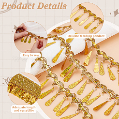 Spitzenbesatzband aus Polyester mit Blumenmuster und glitzernder PVC-Tropfenquaste&nbsp;OCOR-WH0101-74B