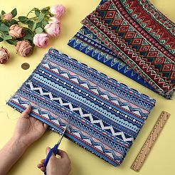 Tissu en lin et coton à imprimé géométrique bohème&nbsp;DIY-FZC0002-05B