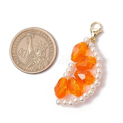 Decorazioni pendenti con perle di vetro e perline di vetro arancioni&nbsp;HJEW-TA00336-04