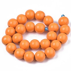 Brins de perles de bois naturel peintes à la bombe&nbsp;WOOD-S053-56E
