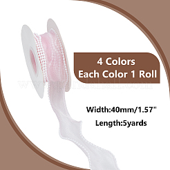 4 Rolle 4 Farben 5 Yards Organzaband mit Plastikperlen&nbsp;OCOR-WR0001-46