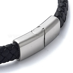 Geflochtene Armbänder aus schwarzem PU-Leder für Herren&nbsp;BJEW-K243-68AS
