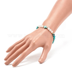 Pulsera elástica con cuentas de turquesa sintética (teñida)&nbsp;BJEW-JB08287-03