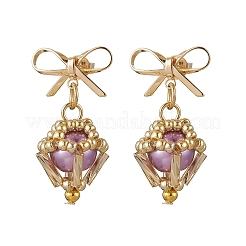 Pendientes colgantes de diamantes de latón&nbsp;EJEW-MZ00465-03