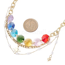 Sternanhänger Chakra Achteck Glasperlen 304 Edelstahl Figaro Kette Halsketten für Frauen&nbsp;NJEW-JN05533
