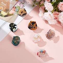 7 Stück 7 Farben Cartoon Mini Katze Celluloseacetat (Harz) Krallen Haarspangen&nbsp;OHAR-GF0001-21