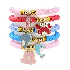 Heishi Surfer Stretch-Armband aus Fimo&nbsp;BJEW-JB09702