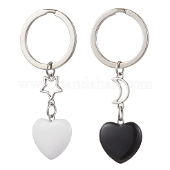 Porte-clés en obsidienne naturelle et jade blanc&nbsp;KEYC-JKC01085
