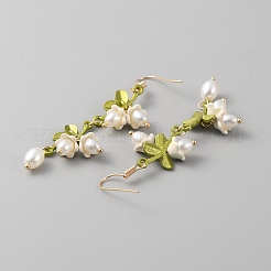 Ohrhänger mit Blume des Lebens aus Kunststoffperlen&nbsp;EJEW-WH0017-56B