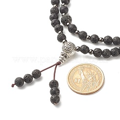 Perlenkette aus natürlichem Lavagestein und Zirkonia&nbsp;NJEW-JN03760
