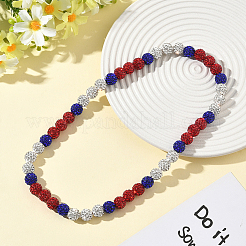 1 collana elasticizzata con perline rotonde e strass in argilla polimerica&nbsp;NJEW-SP0001-14D