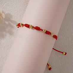 Bracelets vintage en laiton tressé avec perles rondes pour le Nouvel An chinois&nbsp;HL9479-1