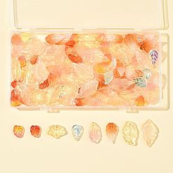 120 Stück 8 Stile Herbst Thema zweifarbige transparente Glasanhänger&nbsp;GLAA-FS0002-56