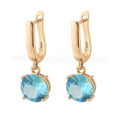 Pendientes de aro de latón con pavé de circonita cúbica redonda y plana para mujer&nbsp;EJEW-G428-22G