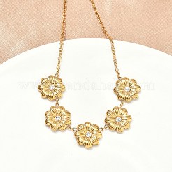 Colliers pendentifs en forme de fleur en acier inoxydable 304 sertis de micro-pavés de zirconiums cubiques pour femmes&nbsp;NJEW-F367-01A-G