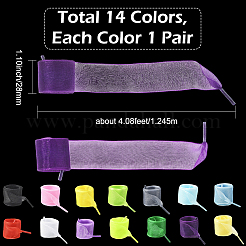 14 Paar Organza-Schnürsenkel in 14 Farben&nbsp;AJEW-SP0003-96
