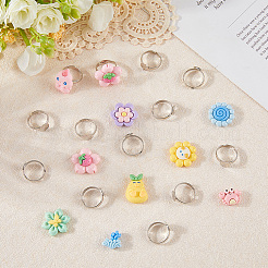 DIY-Sets zur Herstellung von Fingerringen aus Cabochons aus Messing und undurchsichtigem Harz&nbsp;DIY-SC0030-93