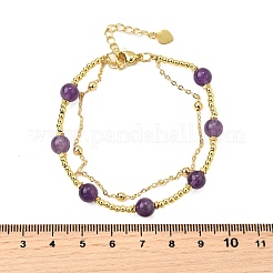 Natürlichen Amethyst Armbänder&nbsp;BJEW-D330-01G-05