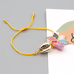 Braccialetti regolabili con ciondoli a forma di stella intrecciati con perline di vetro&nbsp;HR8950