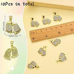 10 pieza de colgantes de circonita cúbica pavé de latón&nbsp;KK-SZ0002-66